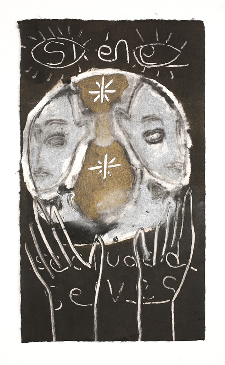 The Triangular-lighted Mellegory (Selected from a series of 300 images), 2014,                                              Monotypes on Korean traditional paper, Varied size
 77