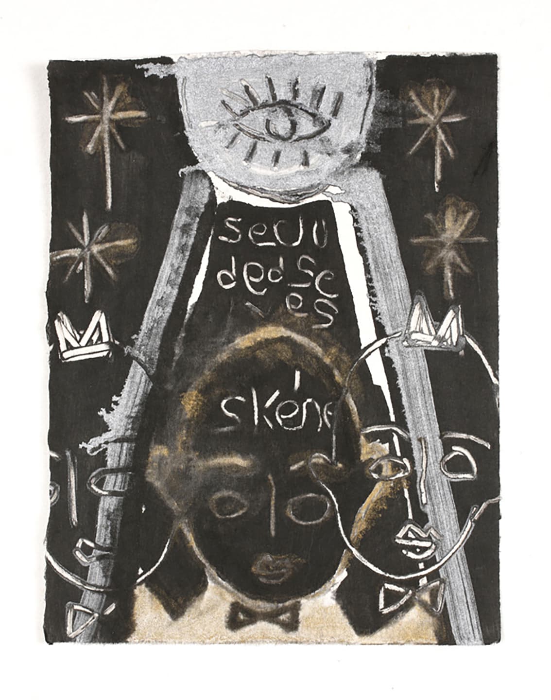 The Triangular-lighted Mellegory (Selected from a series of 300 images), 2014,                                              Monotypes on Korean traditional paper, Varied size
 81