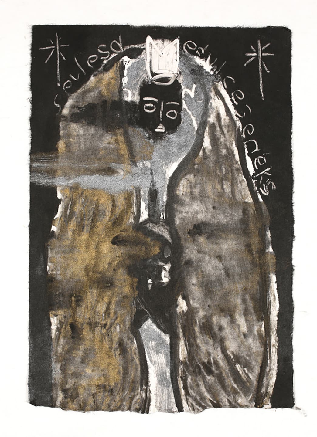 The Triangular-lighted Mellegory (Selected from a series of 300 images), 2014,                                              Monotypes on Korean traditional paper, Varied size
 82
