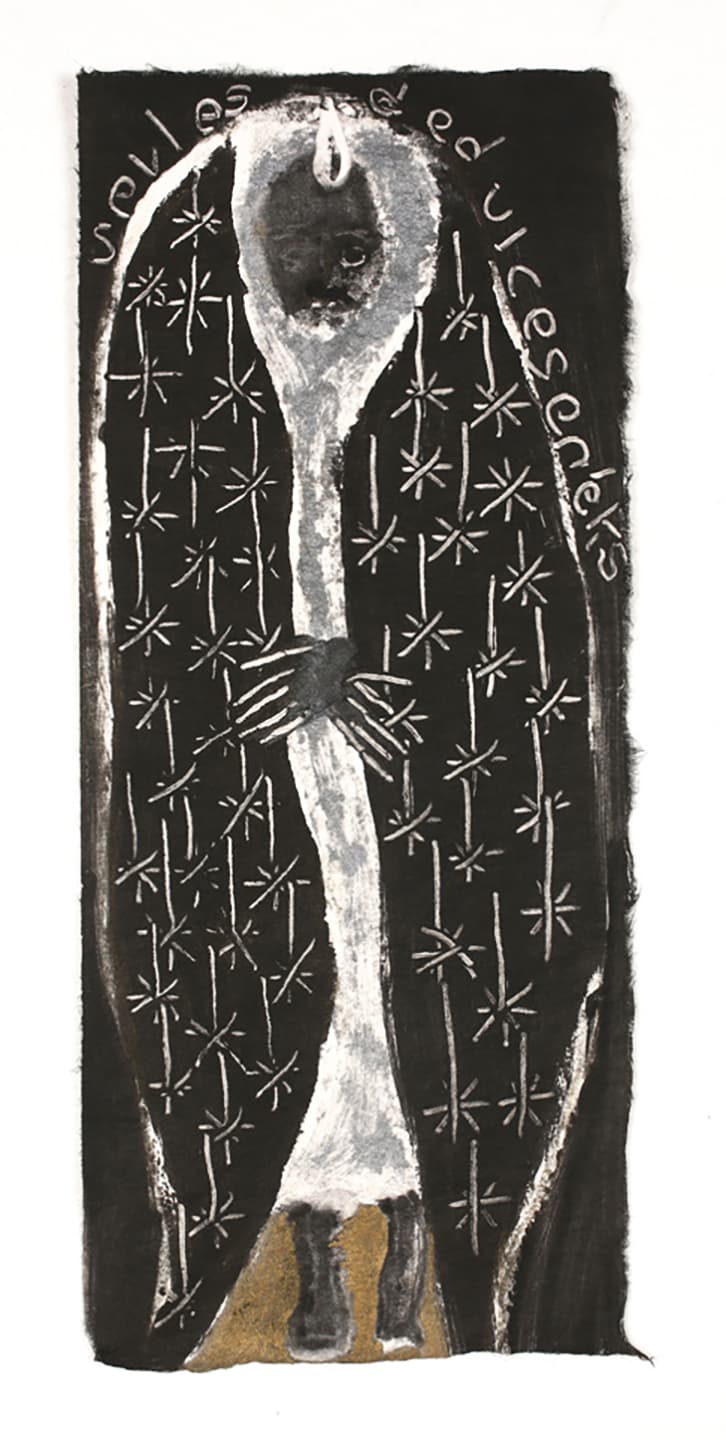 The Triangular-lighted Mellegory (Selected from a series of 300 images), 2014,                                              Monotypes on Korean traditional paper, Varied size
 83