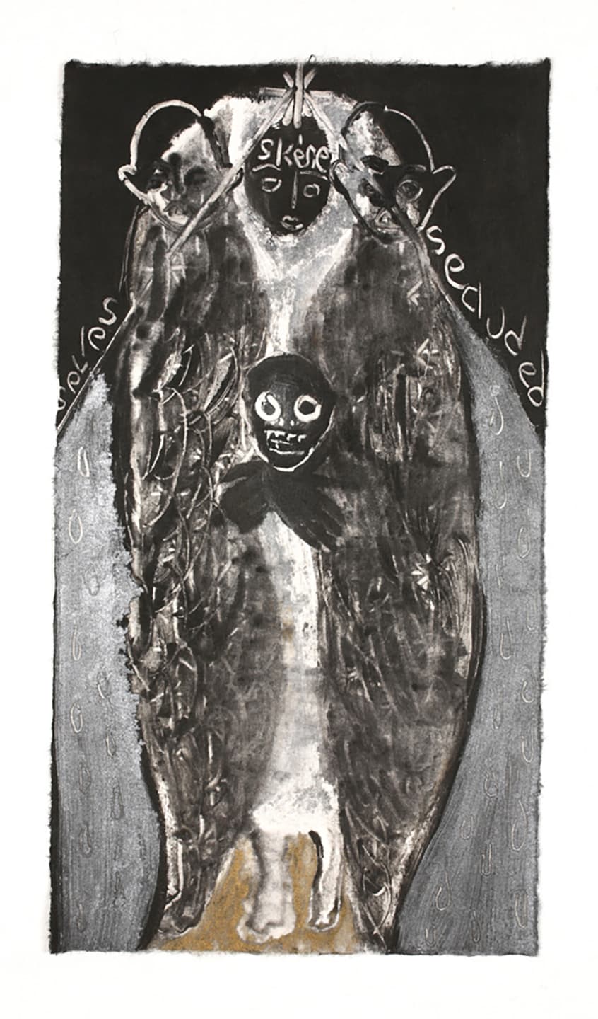The Triangular-lighted Mellegory (Selected from a series of 300 images), 2014,                                              Monotypes on Korean traditional paper, Varied size
 84