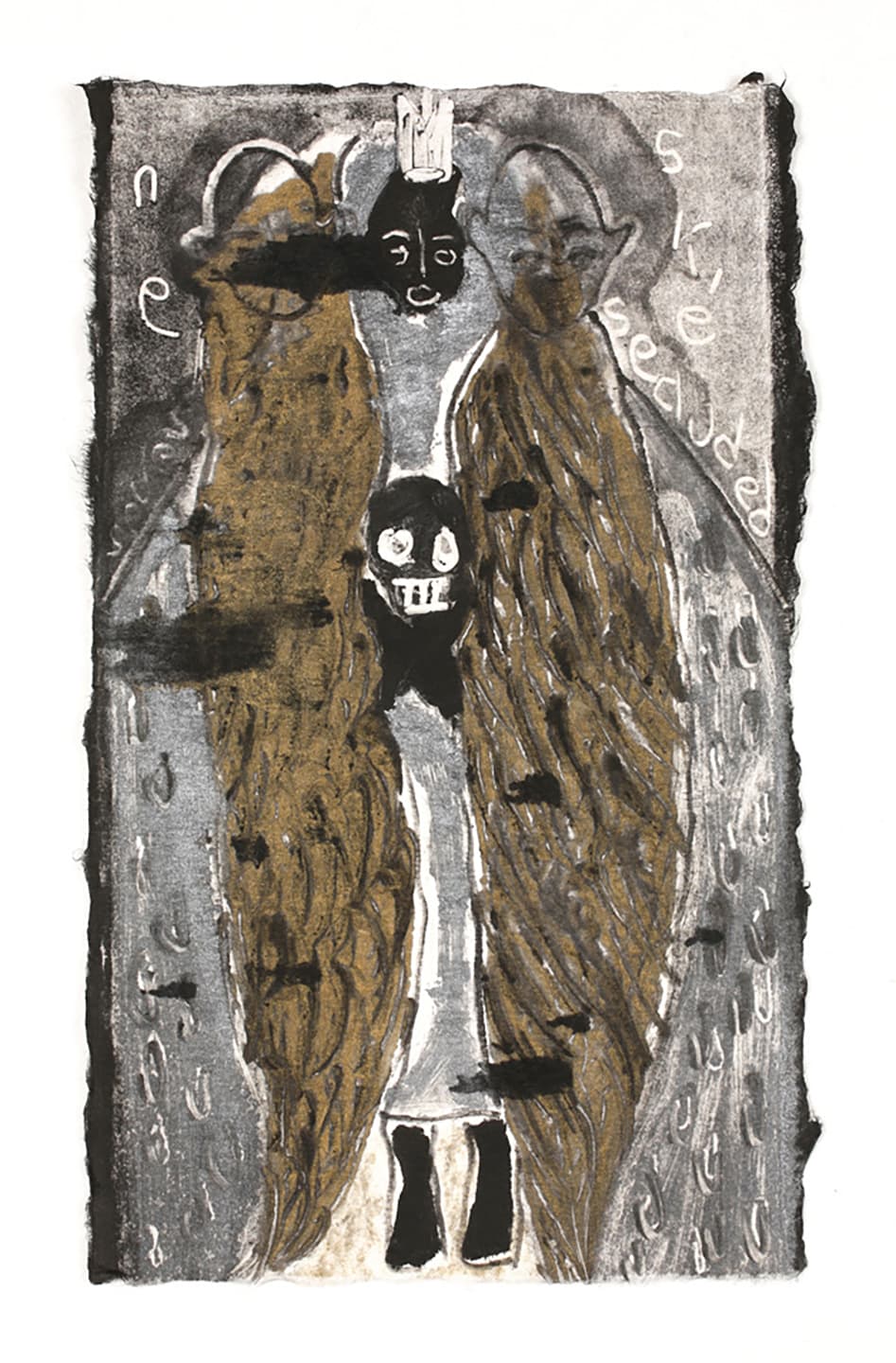 The Triangular-lighted Mellegory (Selected from a series of 300 images), 2014,                                              Monotypes on Korean traditional paper, Varied size
 85
