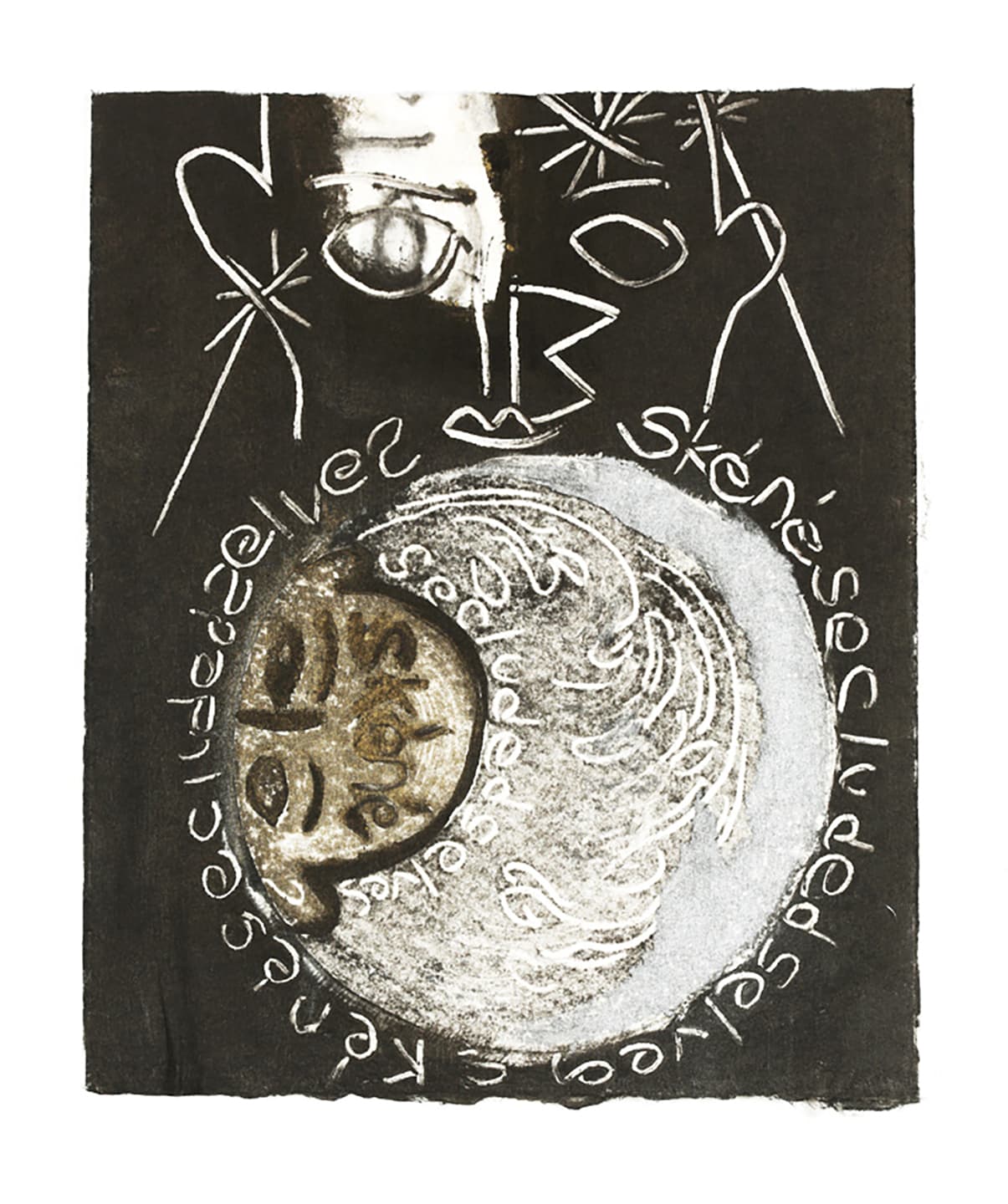 The Triangular-lighted Mellegory (Selected from a series of 300 images), 2014,                                              Monotypes on Korean traditional paper, Varied size
 26