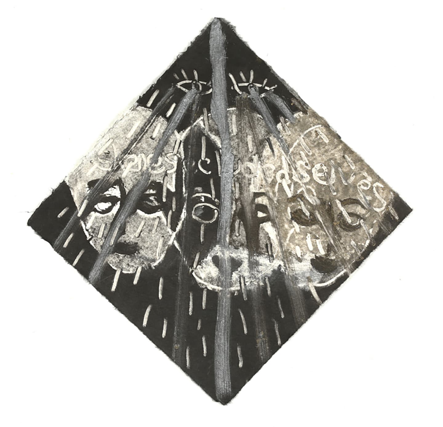 The Triangular-lighted Mellegory (Selected from a series of 300 images), 2014,                                              Monotypes on Korean traditional paper, Varied size
 37