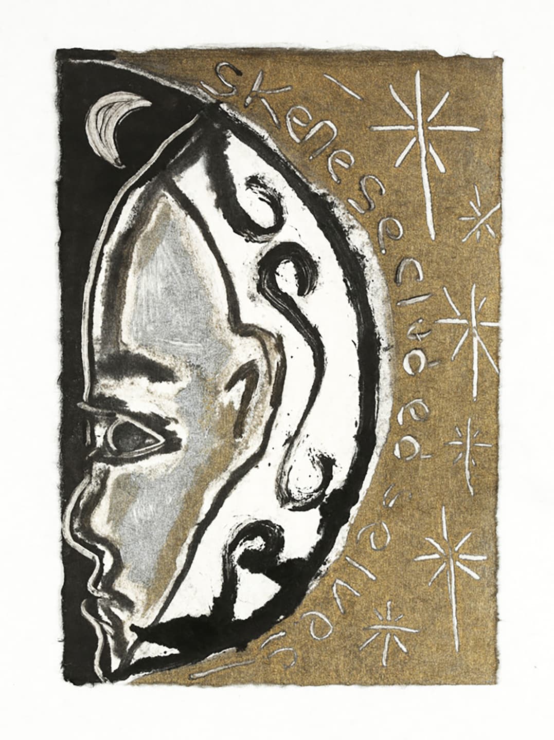 The Triangular-lighted Mellegory (Selected from a series of 300 images), 2014,                                              Monotypes on Korean traditional paper, Varied size
 54