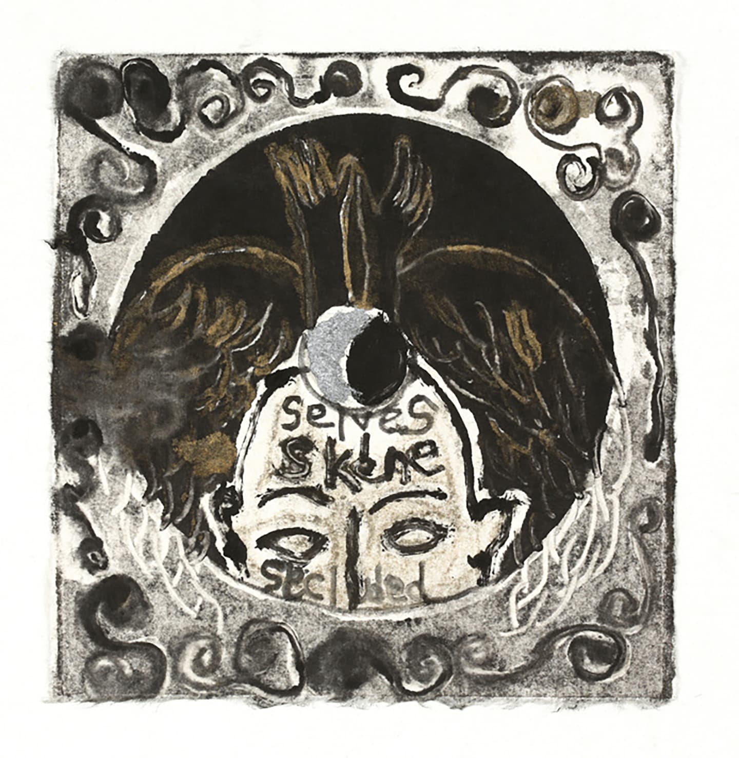 The Triangular-lighted Mellegory (Selected from a series of 300 images), 2014,                                              Monotypes on Korean traditional paper, Varied size
 62