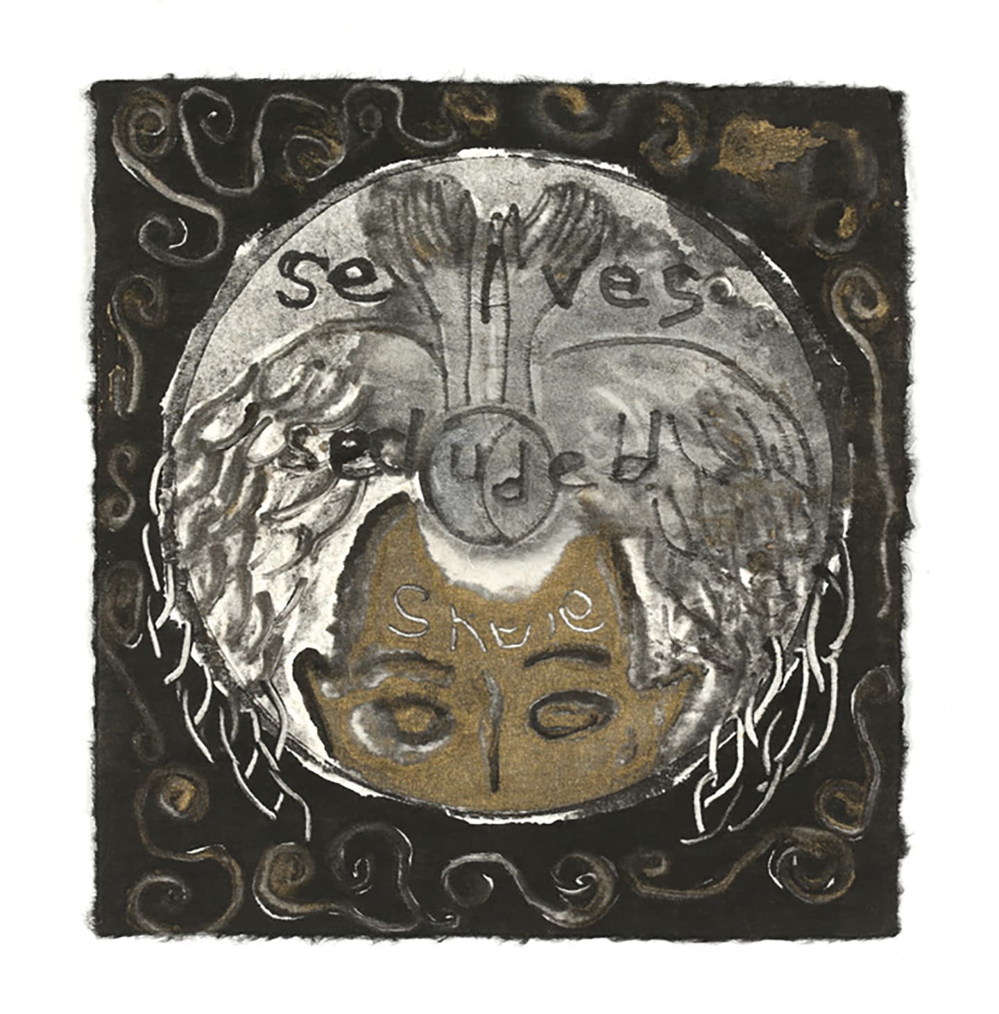 The Triangular-lighted Mellegory (Selected from a series of 300 images), 2014,                                              Monotypes on Korean traditional paper, Varied size
 63
