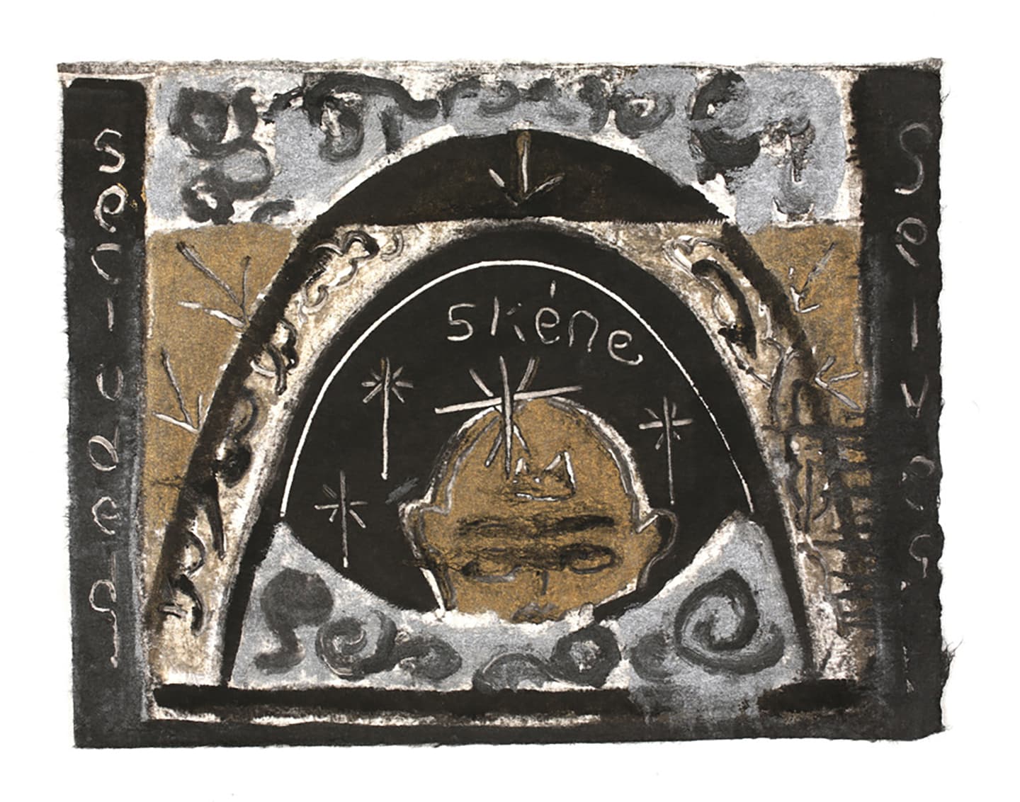 The Triangular-lighted Mellegory (Selected from a series of 300 images), 2014,                                              Monotypes on Korean traditional paper, Varied size
 69