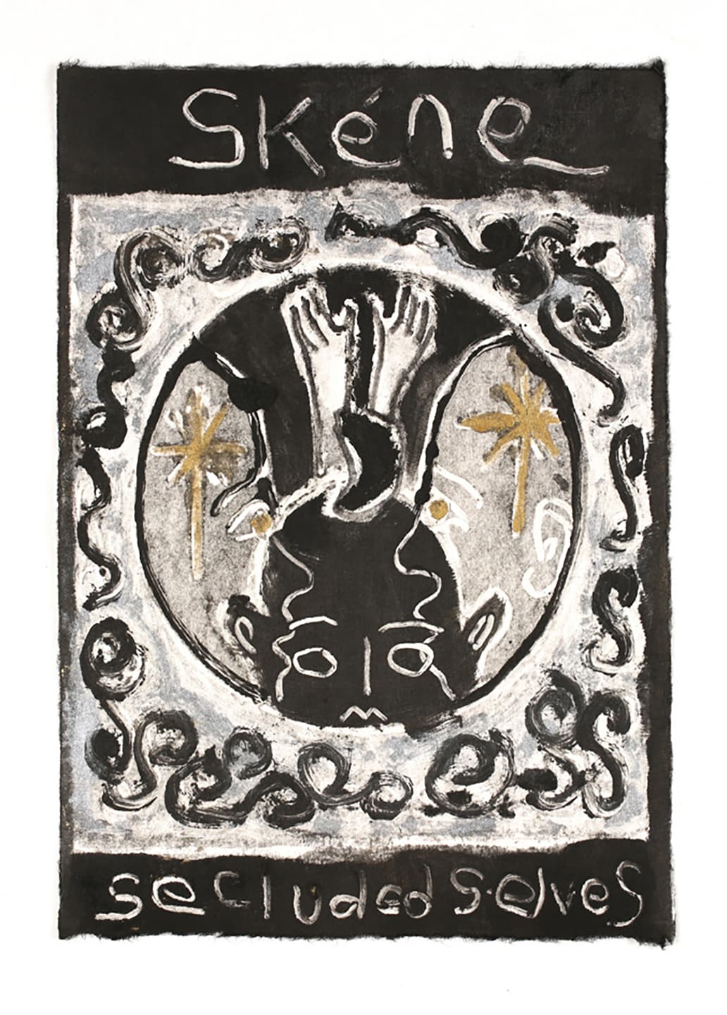 The Triangular-lighted Mellegory (Selected from a series of 300 images), 2014,                                              Monotypes on Korean traditional paper, Varied size
 71