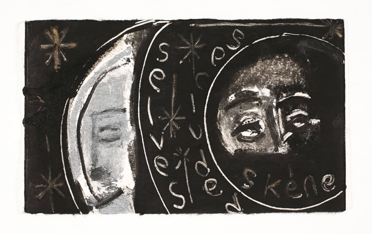 The Triangular-lighted Mellegory (Selected from a series of 300 images), 2014,                                              Monotypes on Korean traditional paper, Varied size
 75