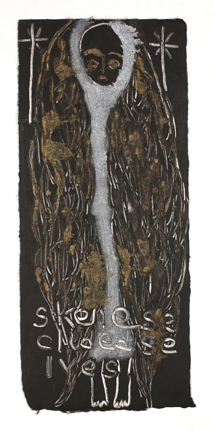 The Triangular-lighted Mellegory (Selected from a series of 300 images), 2014,                                              Monotypes on Korean traditional paper, Varied size
 76