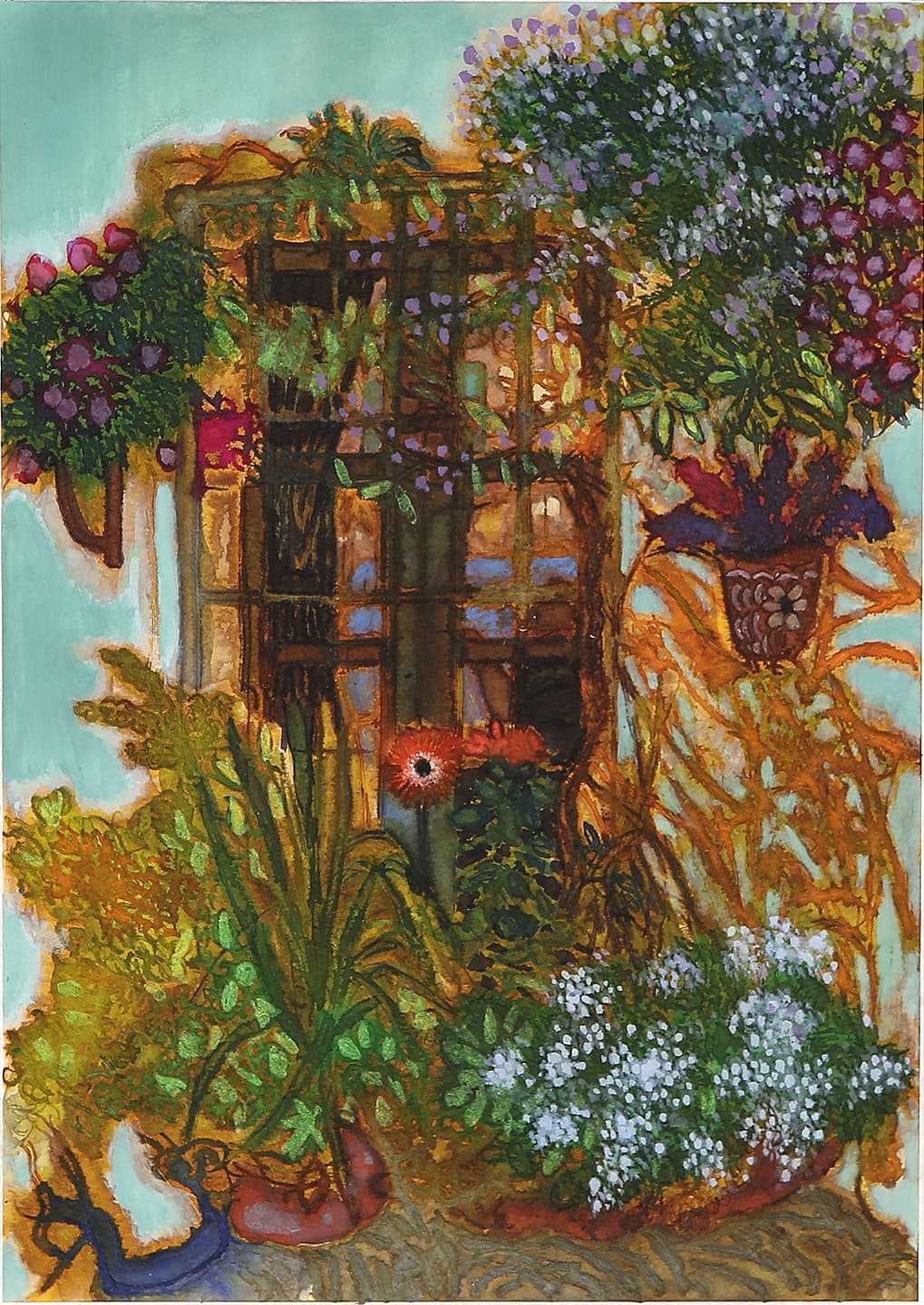 At the Window Where a Man Is Reading a Book, 2017, Ink and watercolor on paper, 28.9x20.4cm