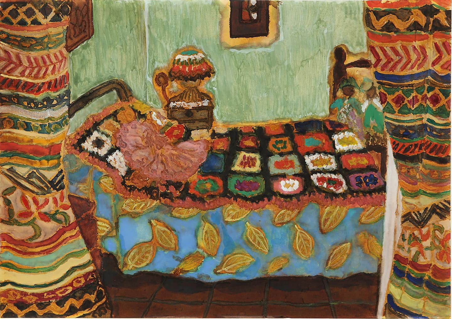The Gipsy's Room, 2017, Ink, watercolor and wine on paper, 20.4x28.9cm