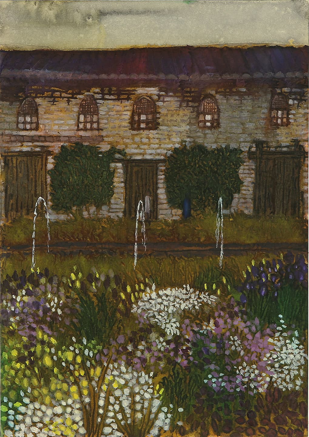 The Night at Alhambra 2017, Ink, watercolor and wine on paper, 28.9x20.4cm