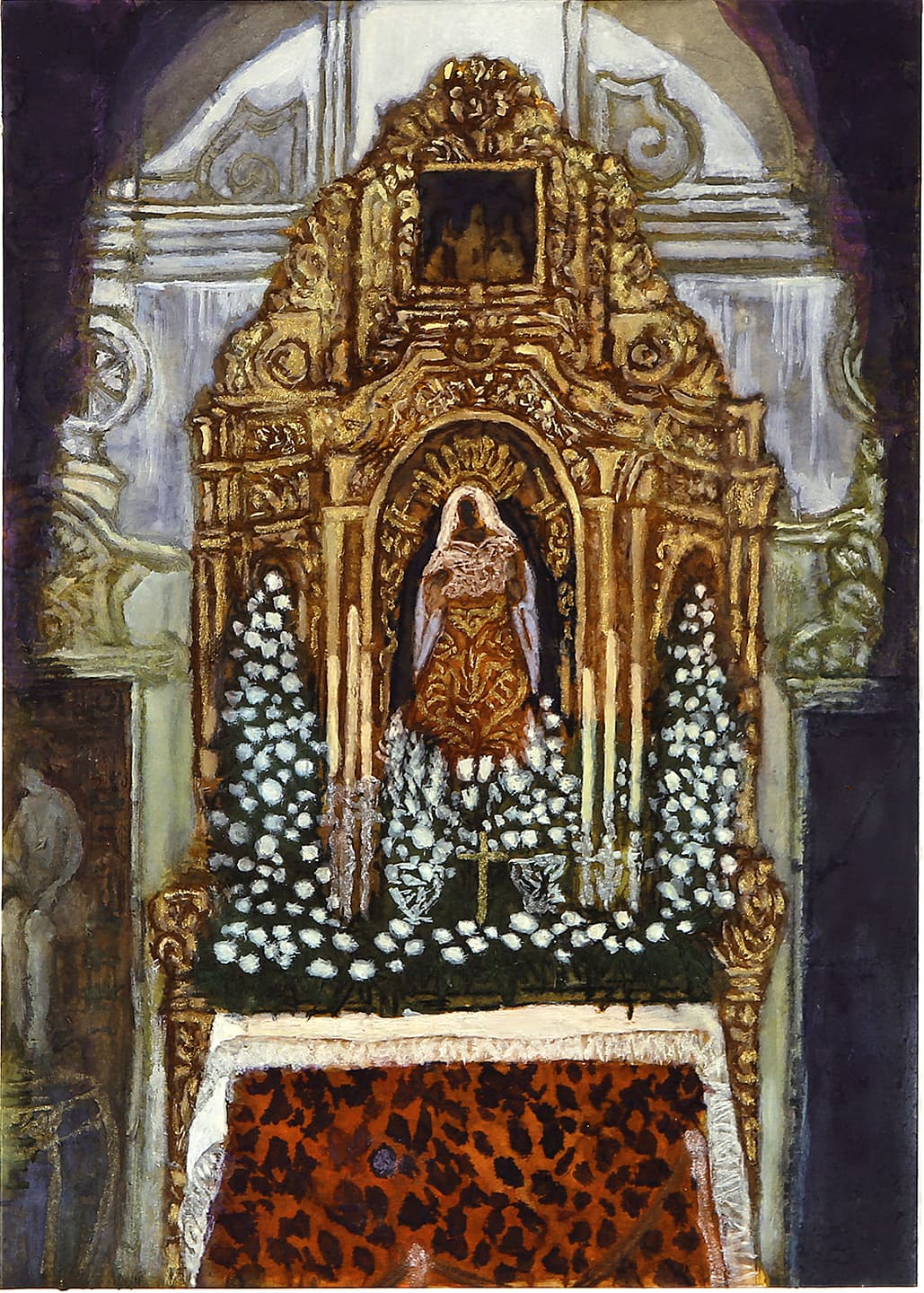 Crying Maria, 2017, Ink, watercolor and wine on paper, 28.9x20.4cm