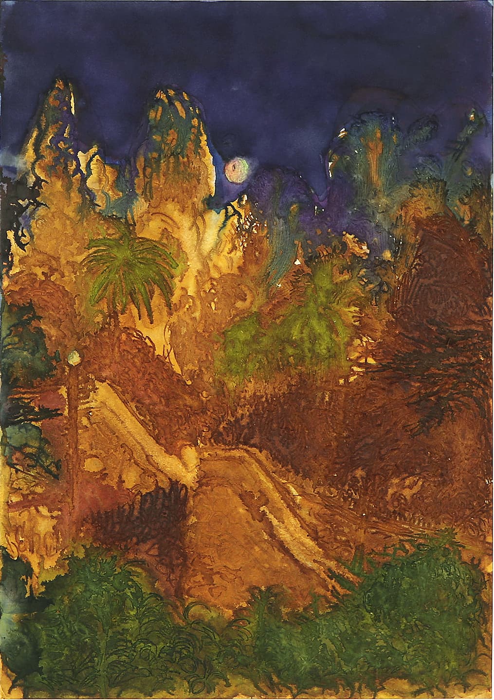 The Night at Alcazava Castle, 2017, Ink and wine on paper, 28.9x20.4cm