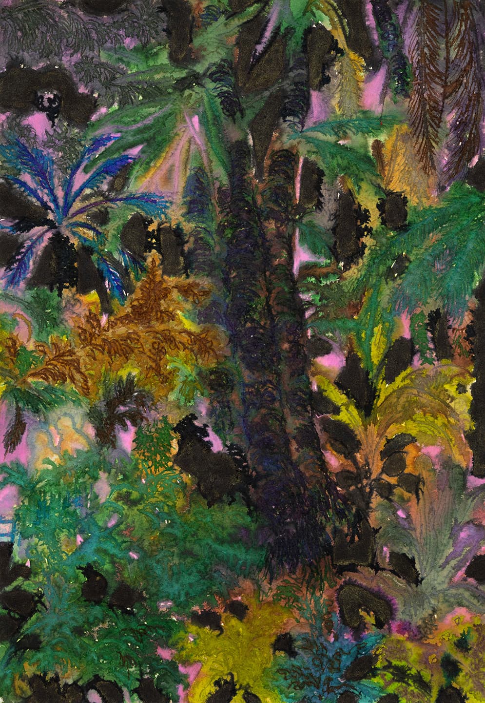Take a Breather, 2019, Highlighter, ink and wine on paper, 29.5x20.5cm