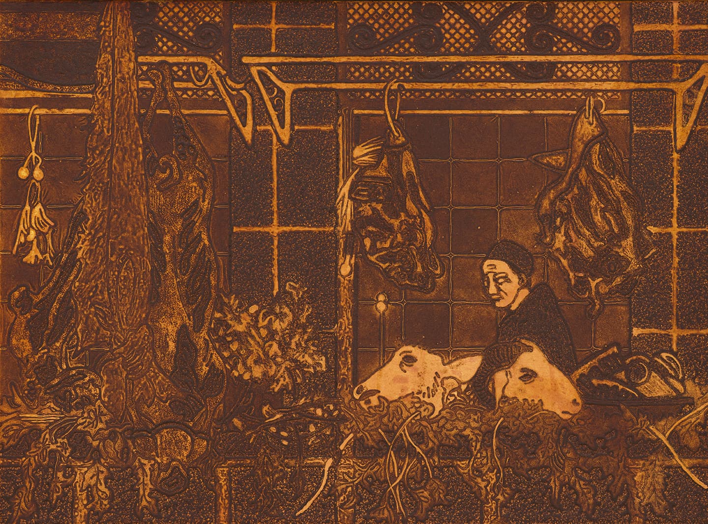 Flesh and Breath, 2025, Ink and carborundum on Hahnemühle German Etching 300gsm, 55.9x75.8cm