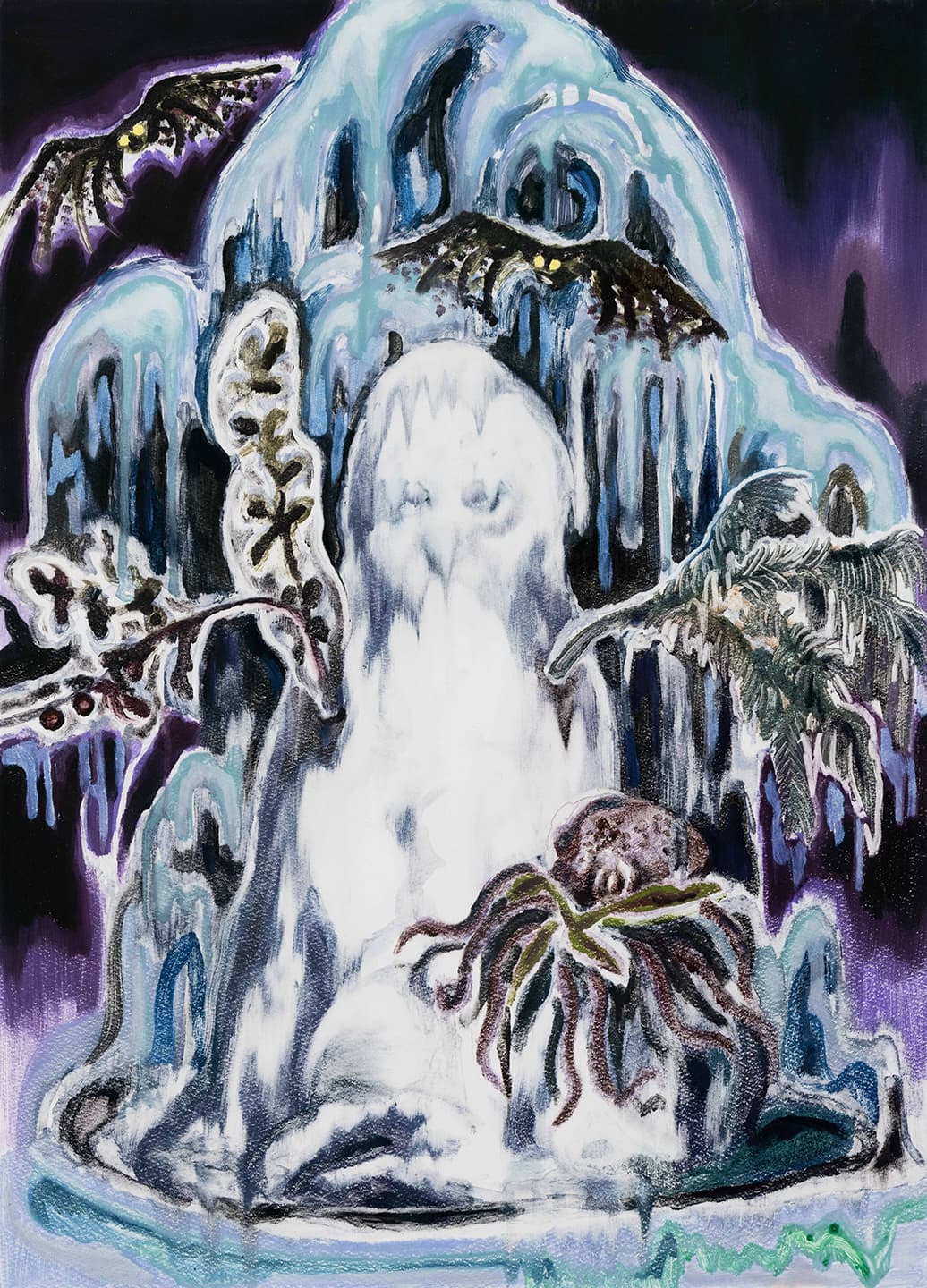The Snowman with an Octopus, 2018, Monotype on Somerset Satin 300gsm, 64.6x46.6cm