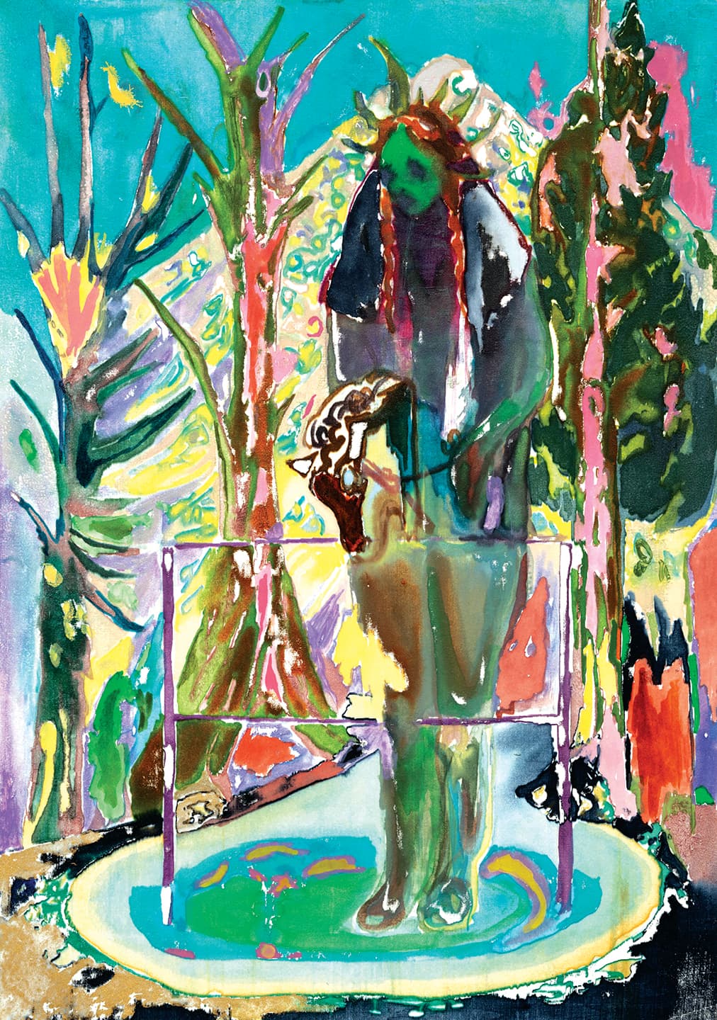 Hold Your Hobbyhorse, 2020, Aqua powder and Silkscreen monotype on Legion Stonehenge 245gsm, 38x28.5cm