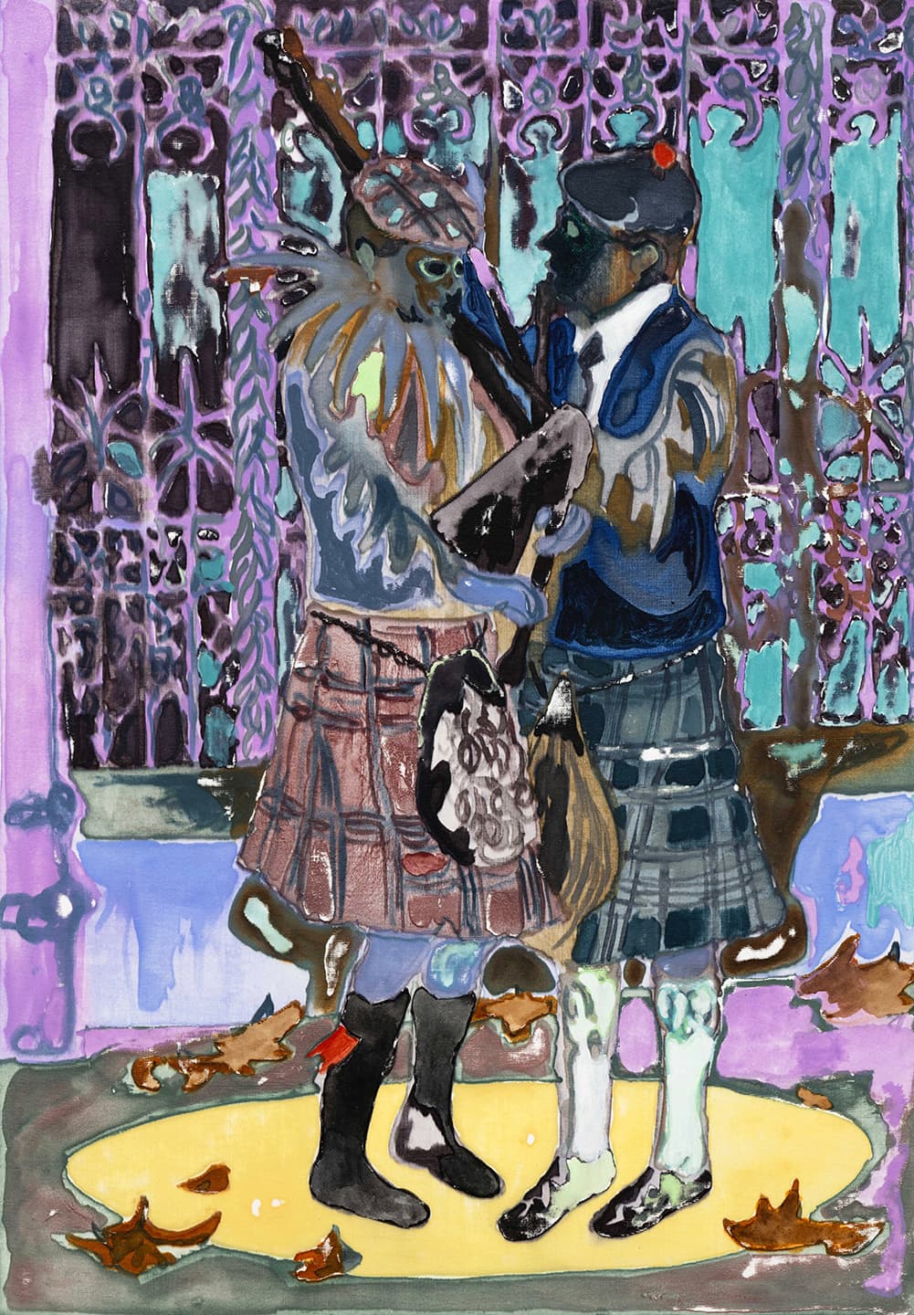 The Bagpipe Players, 2020, Silkscreen monotype on Legion Stonehenge 245gsm, 38x28.5cm